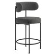 thumbnail image 3 of Counter Stool Chair, Set of 2, Dark Grey Gray, Fabric, Metal, Bar Pub Cafe Bistro Dining Kitchen Hospitality Restaurant, Modern Contemporary HB35915, 3 of 11