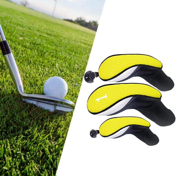 Cubiertas de Cabeza para golf Conjunto Intercambiable Protective Cuello No. Etiquetas 3 4 5 6 7 piece golf Woods Encabezados en Cabeza Amarillo DYNWAVEMX Cubiertas de cabeza de golf