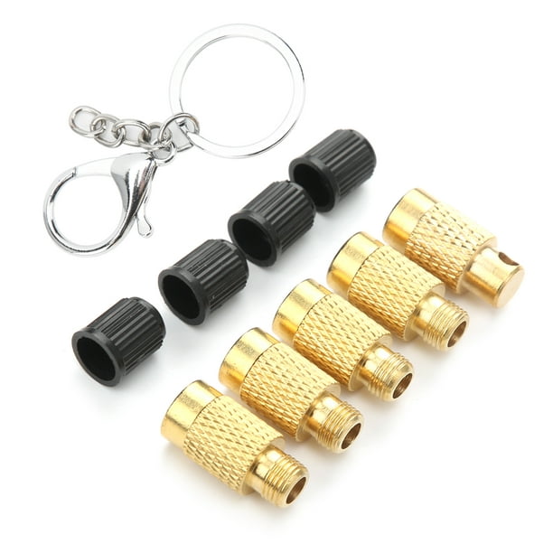 VGEBY Valve de dégonfleur de pneu 4 en 1 portable léger avec porte-clés  universel or 