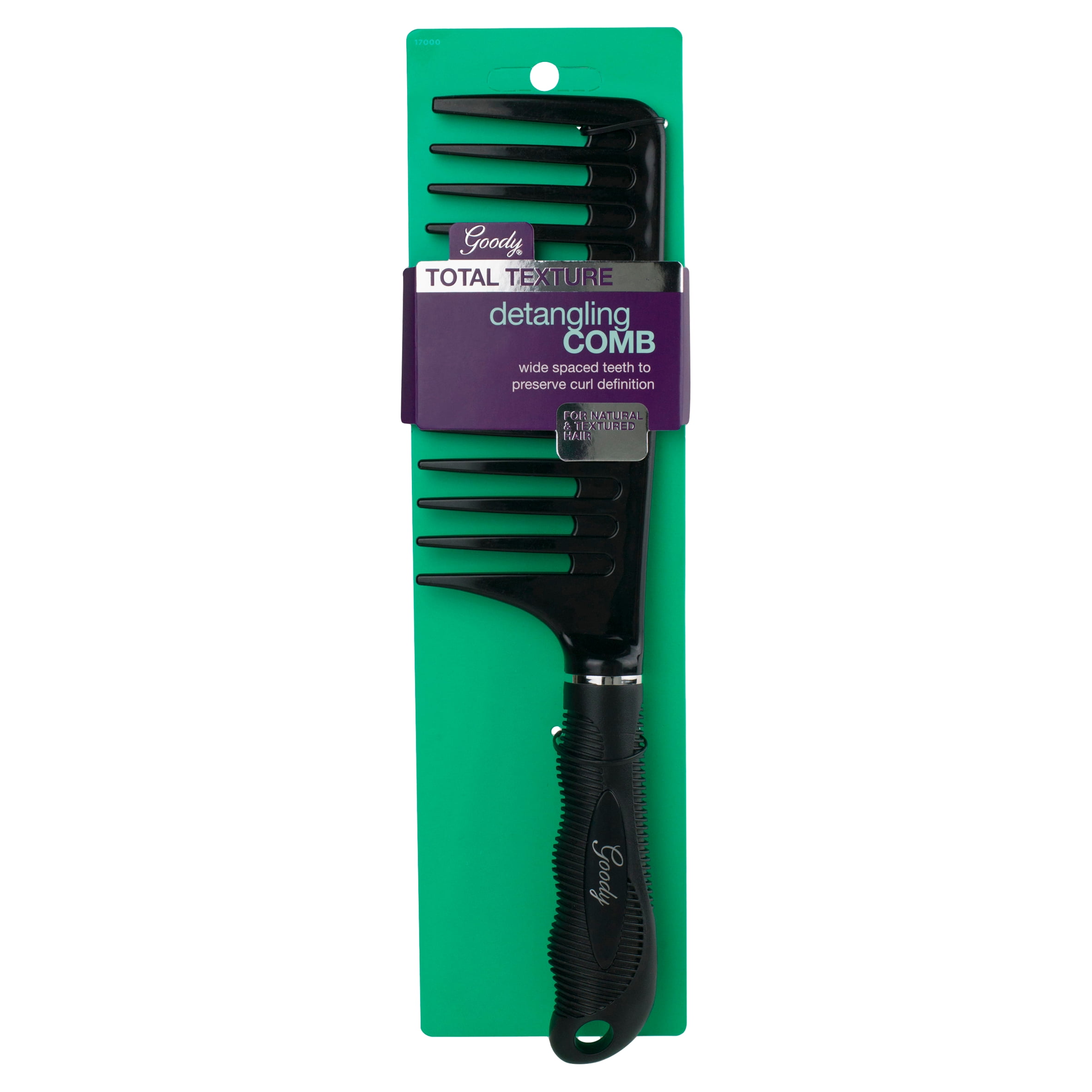 Goody Total Texture Plastic Handle 10' Curly All Purpose Hair Comb, Black