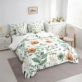 thumbnail image 3 of Manfei Orange Groovy Daisy Bedding Comforter Set 7 Pieces for Teens, Rustic Farmhouse Plant Full Bedding Set, Fashion Leaf Flower Reversible Fitted Sheet Flat Sheet, Lightweight Room Decor, 3 of 7