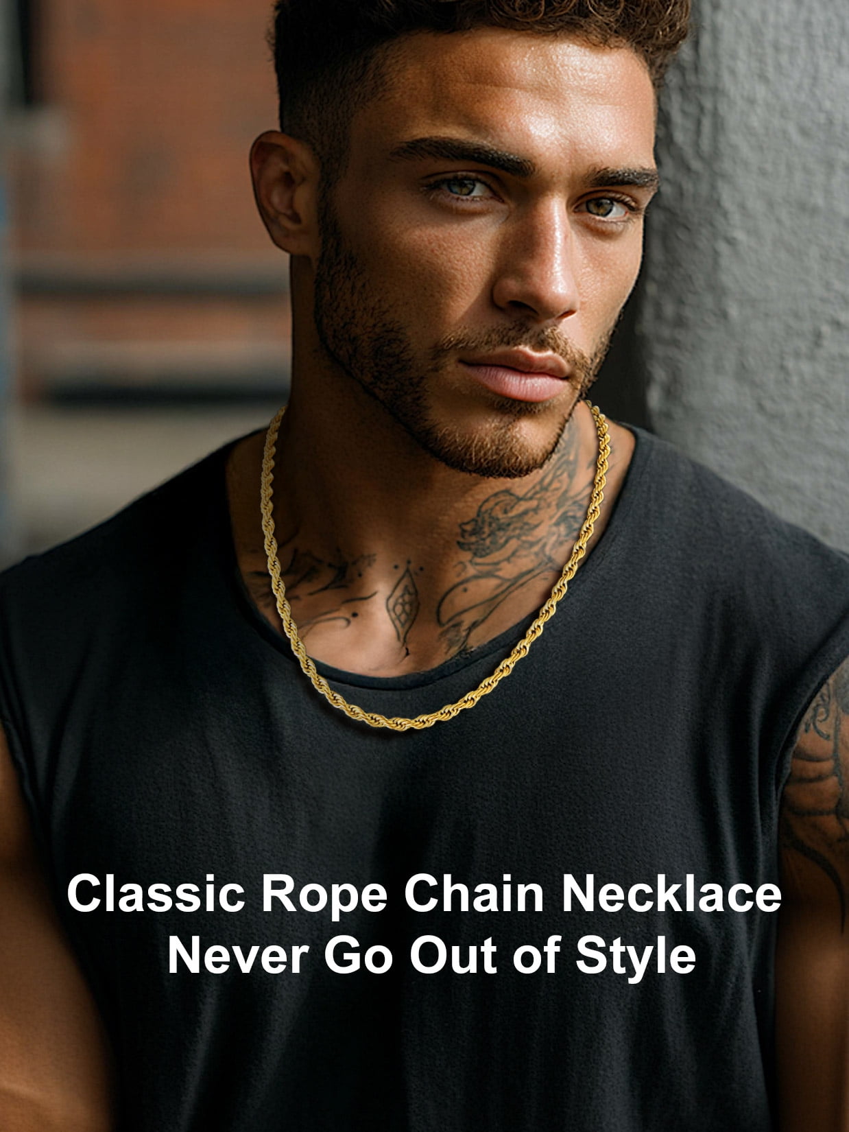 ChainsProMax Men 6mm Twist Rope Necklace Replacement Chain for Pendant Charm Jewelry Gift for Father 18"-30" 316L Stainless Steel