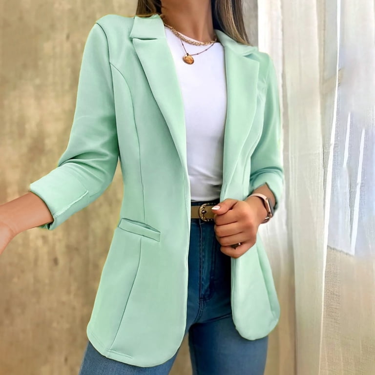 EHQJNJ Women Suit Jacket Long Jackets for Women Fashion Dressy Over Dress  Women's Solid Color Minimalist Long Sleeve Jacket Fall Fashion - Walmart.com