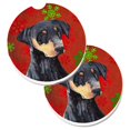 thumbnail image 1 of Doberman Rouge & Vert Flocons de Neige Vacances Noël Ensemble de 2 Porte-Gobelet Voiture Coaster, 1 of 1