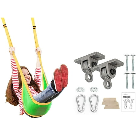 WAREMAID Child Swing Seat, EVA Soft Plastic Non Slip Hanging Tree Swing Seat With Snap Hook, Length Adjustable Rope, Swing Set For Kid Indoor Outdoor Playground Backyard, 43x17cm, Blue