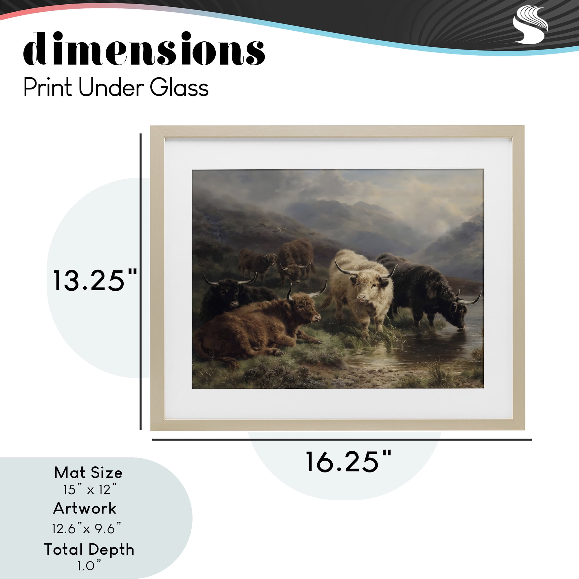Stupell Industries Highland Cows Beside Misty Loch Birch Framed Print Under Glass, design by Arlington Prints
