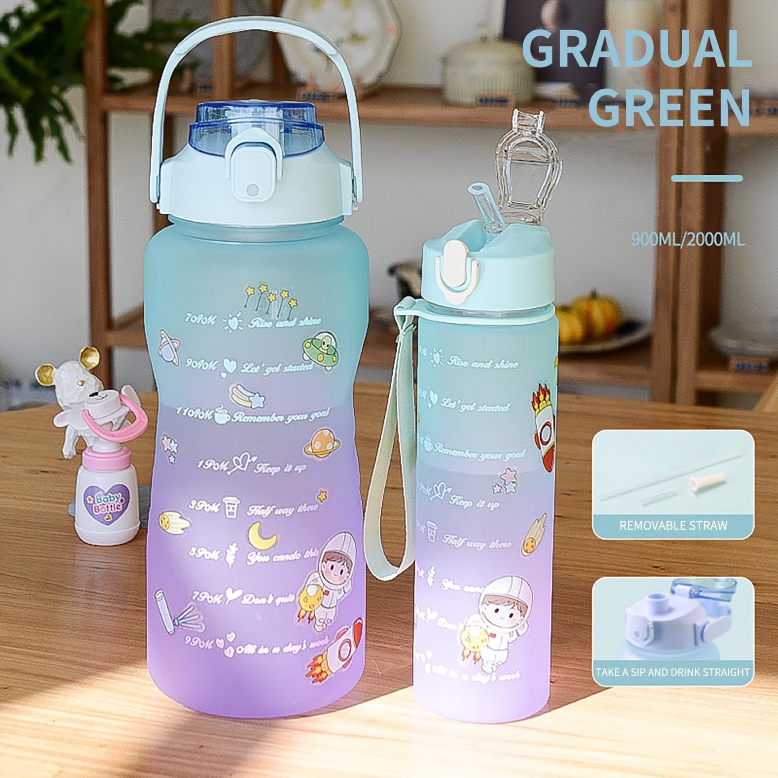 Joywin 2 Liter Water Bottle with Straw Female Girls Large  Portable Travel Bottles Sports Fitness Cup Summer Cold Water with Time  Scale : Sports & Outdoors