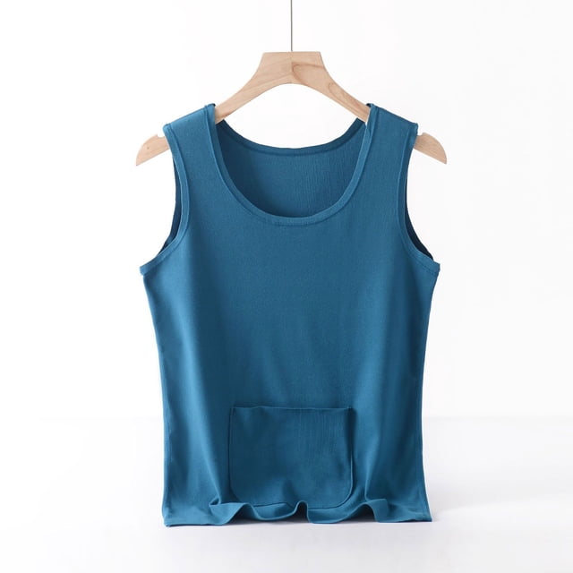 LSLJS Débardeur Femme Printemps et Hiver en Velours Allemand Double Poche Sans Trace Protection du Ventre Taille Ajustée Col Rond, Camisole Femme