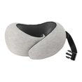 thumbnail image 1 of U Shaped Neck Pillow for Travel Double Support Buckle Memory Foam Portable Headrest Airplane Neck Pillow with Storage Bag Gray, 1 of 5