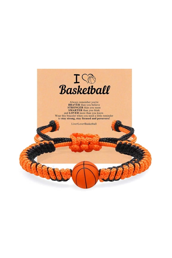 Soccer Baseball Basketball Bracelet Gifts for Boys Girls, Adjustable Handmade Braided Rope Silicone Bead Wristbands Bracelet, Sports Lover Teens Players Team Accessories Stuff Jewelry Gift for 6-16