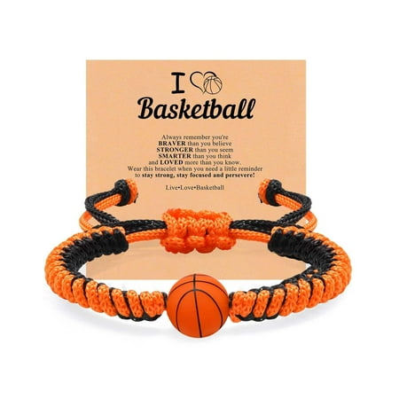 Soccer Baseball Basketball Bracelet Gifts for Boys Girls, Adjustable Handmade Braided Rope Silicone Bead Wristbands Bracelet, Sports Lover Teens Players Team Accessories Stuff Jewelry Gift for 6-16