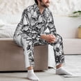 thumbnail image 7 of Lsque Monochrome Botanical Illustration Pattern Long Sleeve Pajama Set for Men - Soft 2-Piece Sleepwear and Loungewear Set with Pockets, Comfy Nightwear-Small, 7 of 7