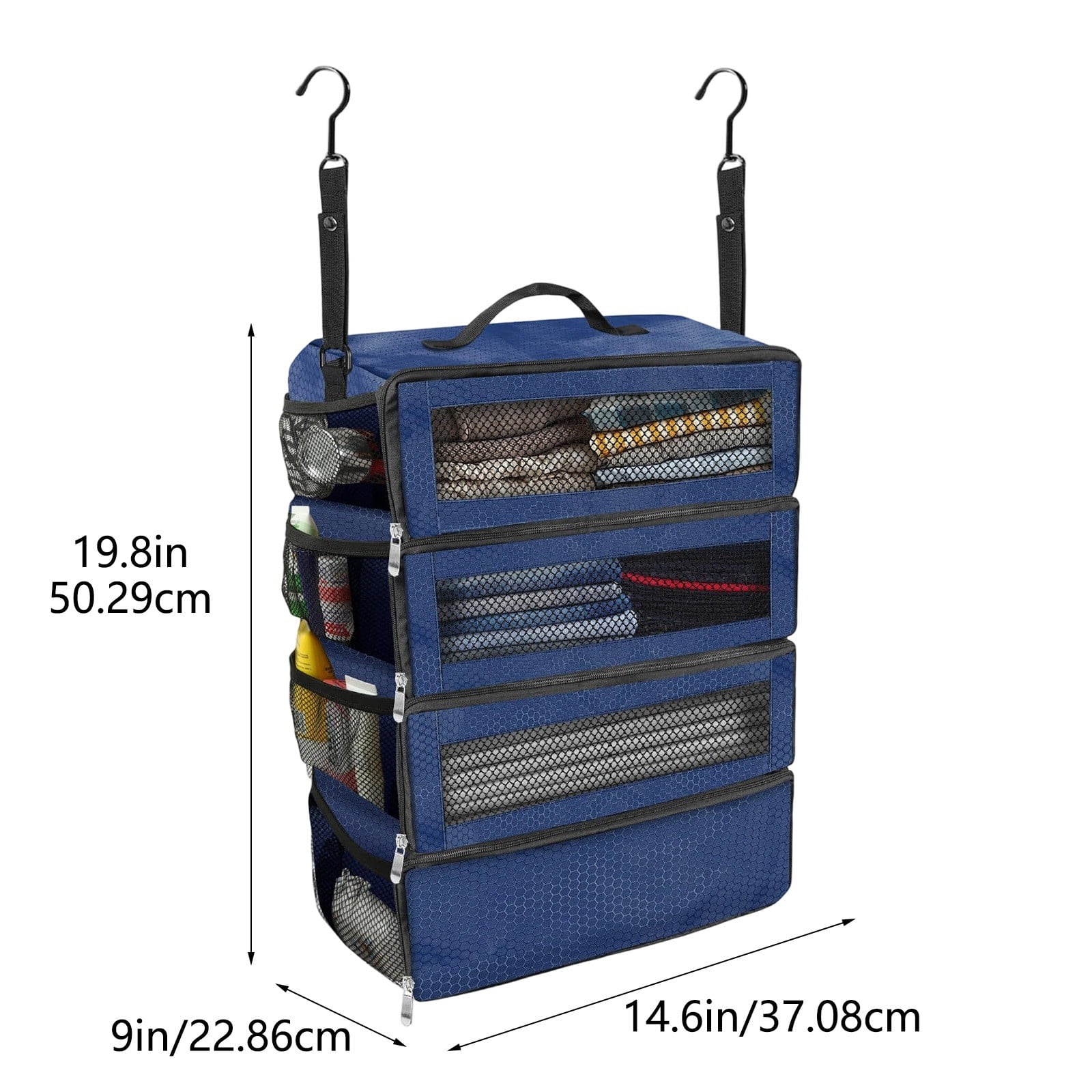 Suitcase Organizer 19.8 Inch Hanging Shelves, Travel Luggage Organizer Portable Packing Cube Closet, Collapsible Travel Organizer for Carry-on Suitcase & Hotel Storage