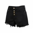 thumbnail image 4 of Denim Shorts For Women Four Button Fly High Waist Light Wash Distressed Frayed Hem Fashionable Jean Shorts With Pockets Loose Fit Summer Shorts 2026 Casual Trendy Vacation Shorts, 4 of 8