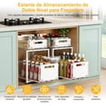 thumbnail image 2 of Organizador para Bajo Fregadero 2 Niveles, Organizador Bajo Fregadero con Cajones Deslizantes Estante Metálico Ajustable en Altura para Cocina y Baño, 2 of 7