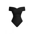 thumbnail image 3 of Black Off-Shoulder One-Piece Swimsuit With Skirted Bottom, 3 of 30
