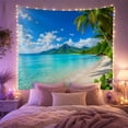 thumbnail image 2 of Ocean Waves Tropical with Beach Main Pristine Sand, Mystical Fantasy for Space Lovers, Galaxy Room Decor, Housewarming Gift, Tapestry Wall Hanging for Bedroom and Dorm, 2 of 7