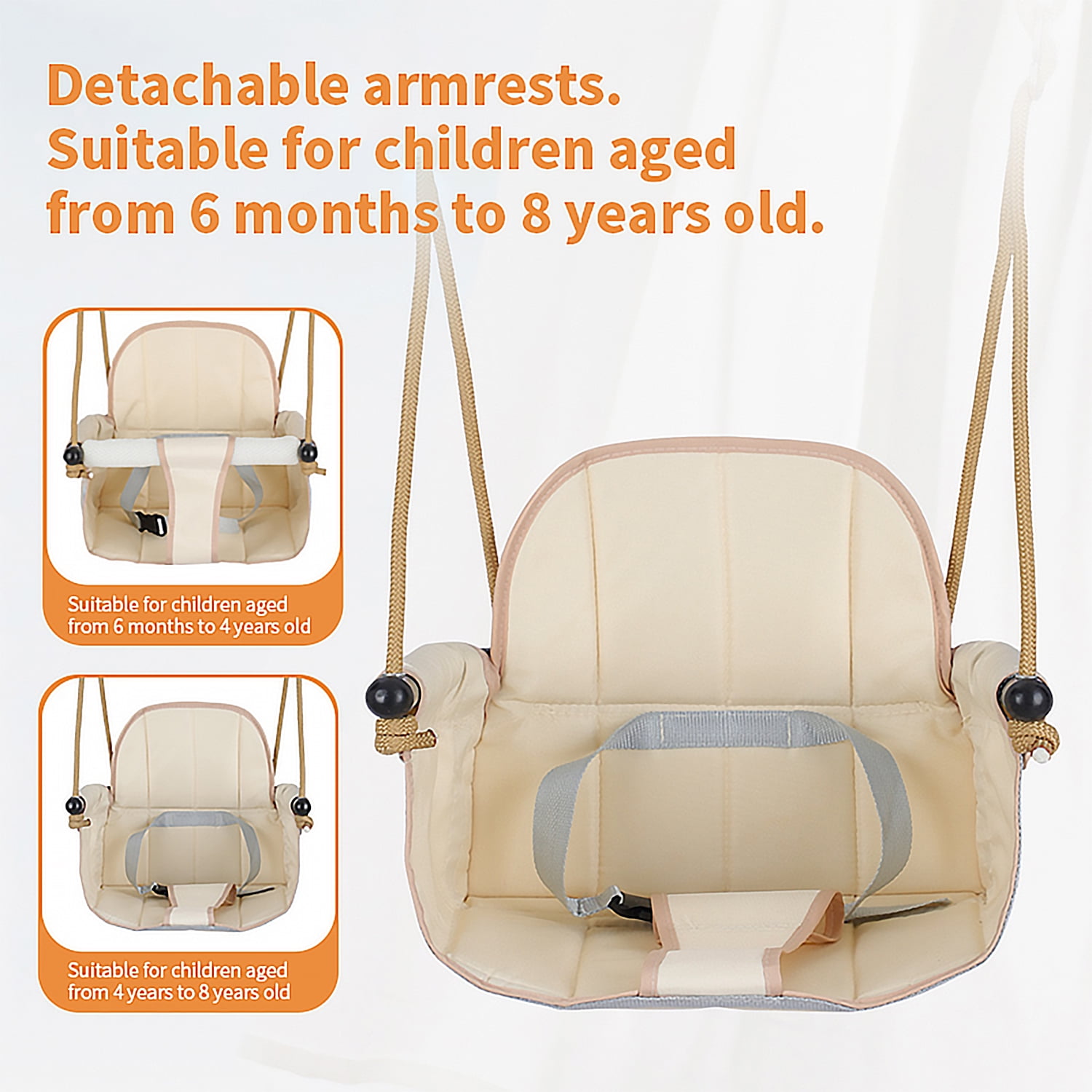 LINXUXIE Toddler Swing,Heavy Duty Rope Anti-Slip Swing Seat Suitable for Indoor & Outdoor, Birthday Gifts for 1-3 3-5 5-8 Year Old