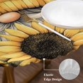 thumbnail image 3 of Spring Sunflowers Round Tablecloth, Fitted Table Cover with Elastic for 45"-54" Round Tables, Yellow Dwarf Bee Wood Vintage Table Cloth Outdoor Indoor Dinning Party Waterproof Tablecloths, 3 of 7