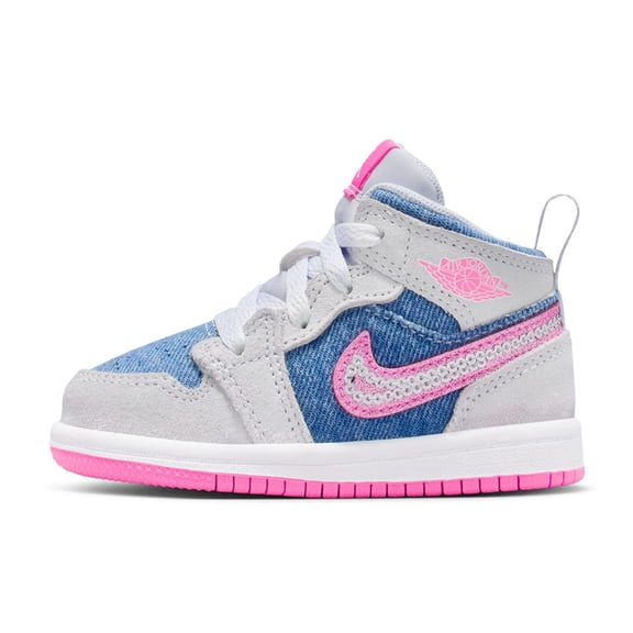 Toddler's Jordan 1 Mid SE "Denim" Cobalt Bliss/Pink Glow-White (HQ2000 400) - 8