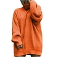 thumbnail image 2 of Turtlenecks Sweaters for Women Oversized Crewneck Long Sleeve Chunky Knit Pullover Sweaters Orange XL, 2 of 6