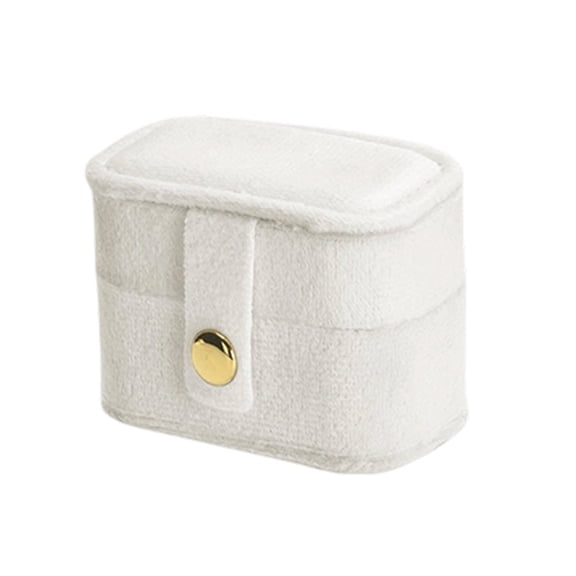 1Pc White Velvet Ring Box, Mini Jewelry Case with Gold Snap Button, Elegant Ring Bearer Box for Wedding Ceremony Props