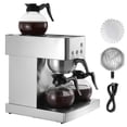 thumbnail image 1 of KFFKFF Commercial Drip Coffee Maker, 12 Cups Coffee-Maker Machine with 4 Glass Carafes and 4 Decanter Warmer Plates, Stainless Steel Drip Style Coffee Brewer, 1 of 9