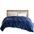 thumbnail image 2 of Soft Blanket Solid Color Coral Fleece Plush Microfiber Blanket Navy Queen Fleece, 2 of 5