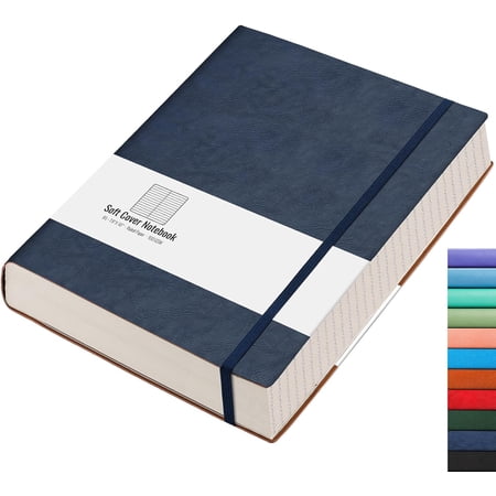 Lined Journal Notebook - 320 Numbered Pages Large B5 Thick College Ruled Journal 100gsm Thick Lined Paper Faux Leather Softcover for Work School 7.6 X 10 -Dark Blue