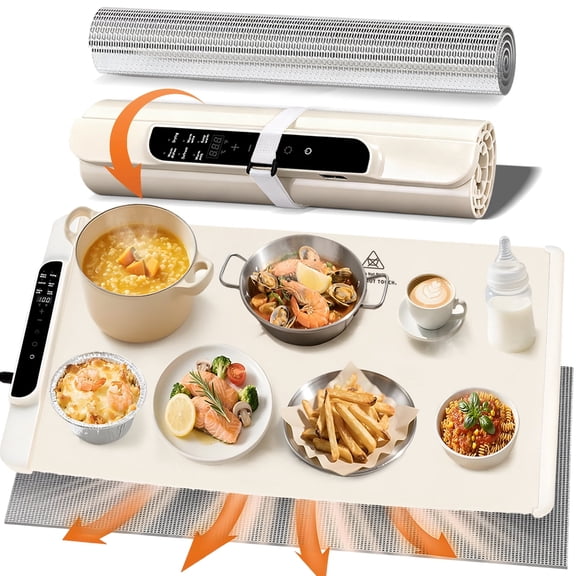 KORALAKIRI Food Heating Mat, 26x15in Foldable Electric Warming Heating Pad for Food for Buffets, Party, Gatherings and Home