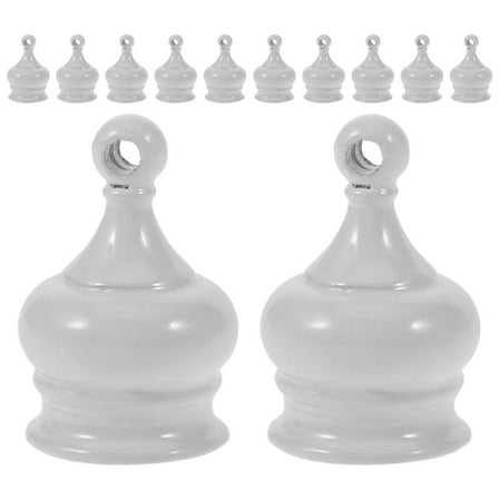 Hemoton 12pcs Lamp Finial Cap Knob M10x1 Chandelier Sphere Holder Thread Decorative Finial for Lamp Shades Retro Lamp Finial Decoration Lamp Shade Parts White