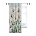 thumbnail image 7 of Retro Flowers Thermal Insulated Blackout Curtains for Bedroom 90 Length Daisy Wildflowers Plants Blue Wood Grain Room Darkening Curtain 1 Panel Grommet Window Curtain Drape for Living Room, 7 of 7
