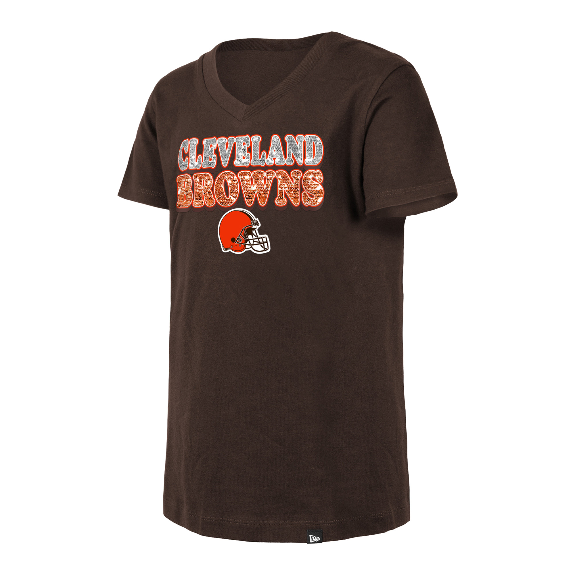 Girls Youth New Era Brown Cleveland Browns Reverse Sequin V Neck T Shirt Walmart