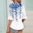 thumbnail image 5 of Viluyesy Round Neck T-Shirt for Womens 3/4 Sleeves Shirt Tops New Fold Loose Blouse Multicolor Size L, 5 of 5