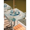 thumbnail image 2 of Outdoor Tablecloths with Umbrella Hole & Zipper, Teal Anchors Coastal 60x60 Inch Square Tablecloths, Vintage Summer Beach Nautical Waterproof Table Cloth, Patio/Pool/Picnic Table Covers, 2 of 8