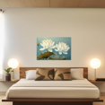 thumbnail image 3 of ZHONGYUTONG Zen Bathroom Wall Art Blooming White Lotus Flowers Leaves Canvas Picture Prints Teal Retro Painting for Office Spiritual Meditation Room Framed (24.00" x 36.00"), 3 of 6