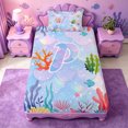 thumbnail image 3 of meiyoeat watercolor Sea Life Coral Twin Sheets,Ocean Initial P Bedding,3pcs,1 Fitted Sheet and 1 Pillowcase, 3 of 6