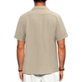 thumbnail image 3 of GENTS BLISS Men Linen Shirts Casual Short Sleeve Button Down Shirts for Men Beach Tops with Pocket, 3 of 10