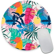 Tropical Leaf Mouse Pad, Round Mouse Pad, Colorful Leaves Mouse Mats, Waterproof Circular Small Mouse Pads