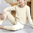 thumbnail image 2 of Lenpel Thermal Underwear Set for Toddlers Soft Long Sleeve Fleece Lined Base Layer Tops Bottoms 2 Pcs Pjs Set, 2 of 7