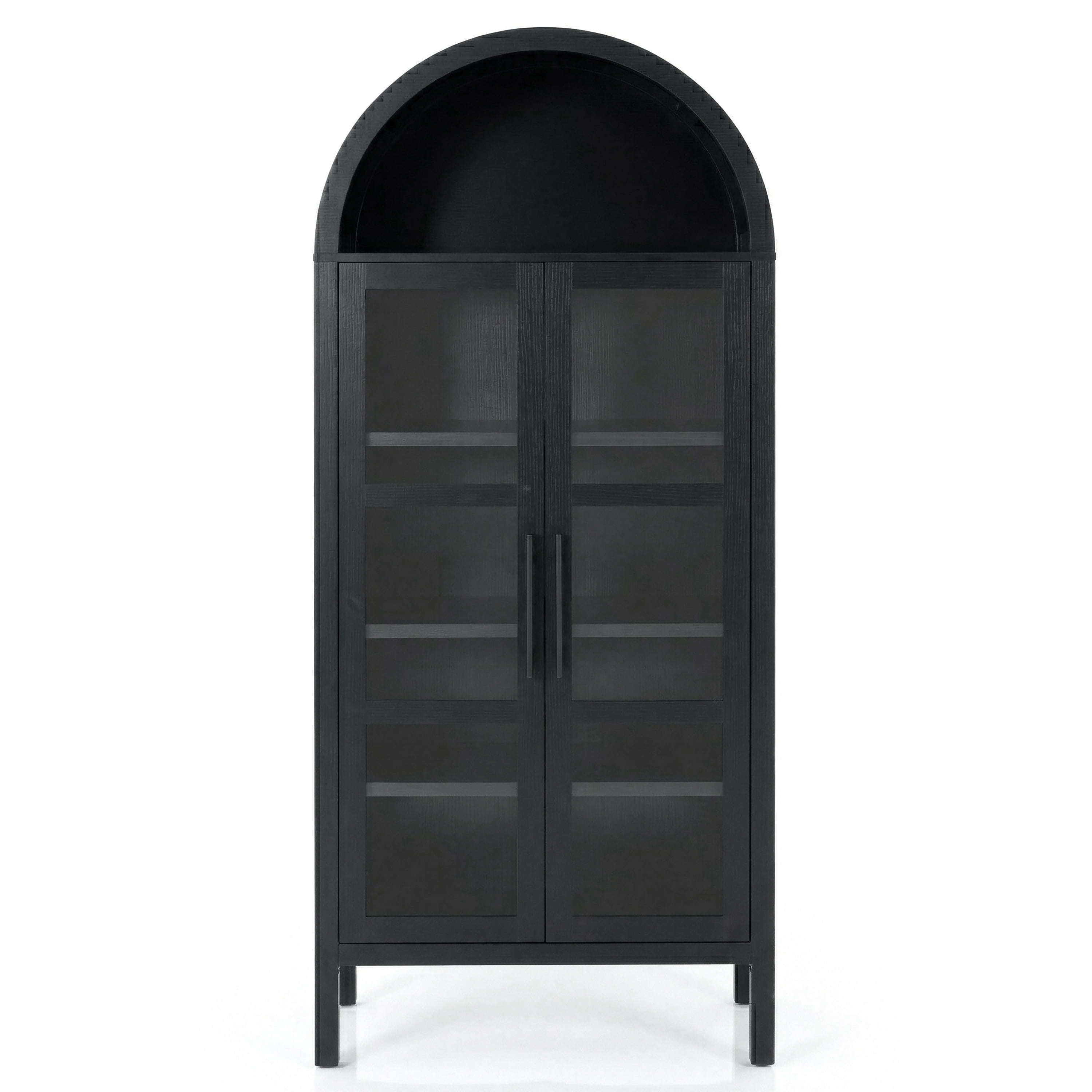 Furniture of America Watson Rustic Wood 72-inch Tall Arched Accent Cabinet with Adjustable Shelves, Black