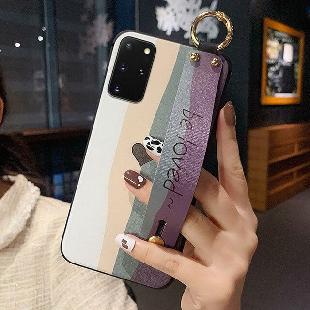 10 Galaxy Note 20 Ultra Flower Case Art Leaf correa para la muñeca soporte para teléfono cubierta para Samsung S21 S20 Ultra A21S S20 FE A21S Plus Capa qym unisex