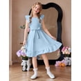 thumbnail image 4 of Arshiner Girls Spring Summer Dresses Flutter Sleeve A-line with Belted Pockets Casual Party Dress, 4 of 6