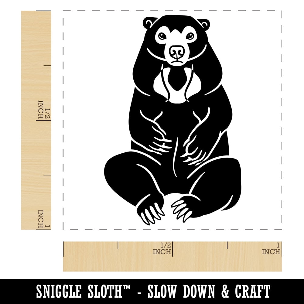 Sitting Malayan Sun Bear Self-Inking Rubber Stamp Ink Stamper - Brown Ink - Small 1 Inch