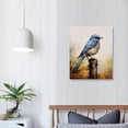 thumbnail image 4 of Acheng Blue Bird Wall Art Bird Pictures Wall Decor Canvas Print Sparrow Painting Modern Home Bathroom Decorations Framed Artwork For Bedroom Living Room  16x20 in, 4 of 5