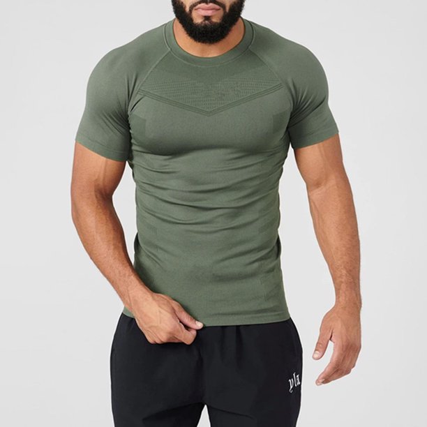 pstuiky camisetas para hombre, Camiseta deportiva informal de manga corta con cuello redondo y color liso para hombre ropa de hombre m