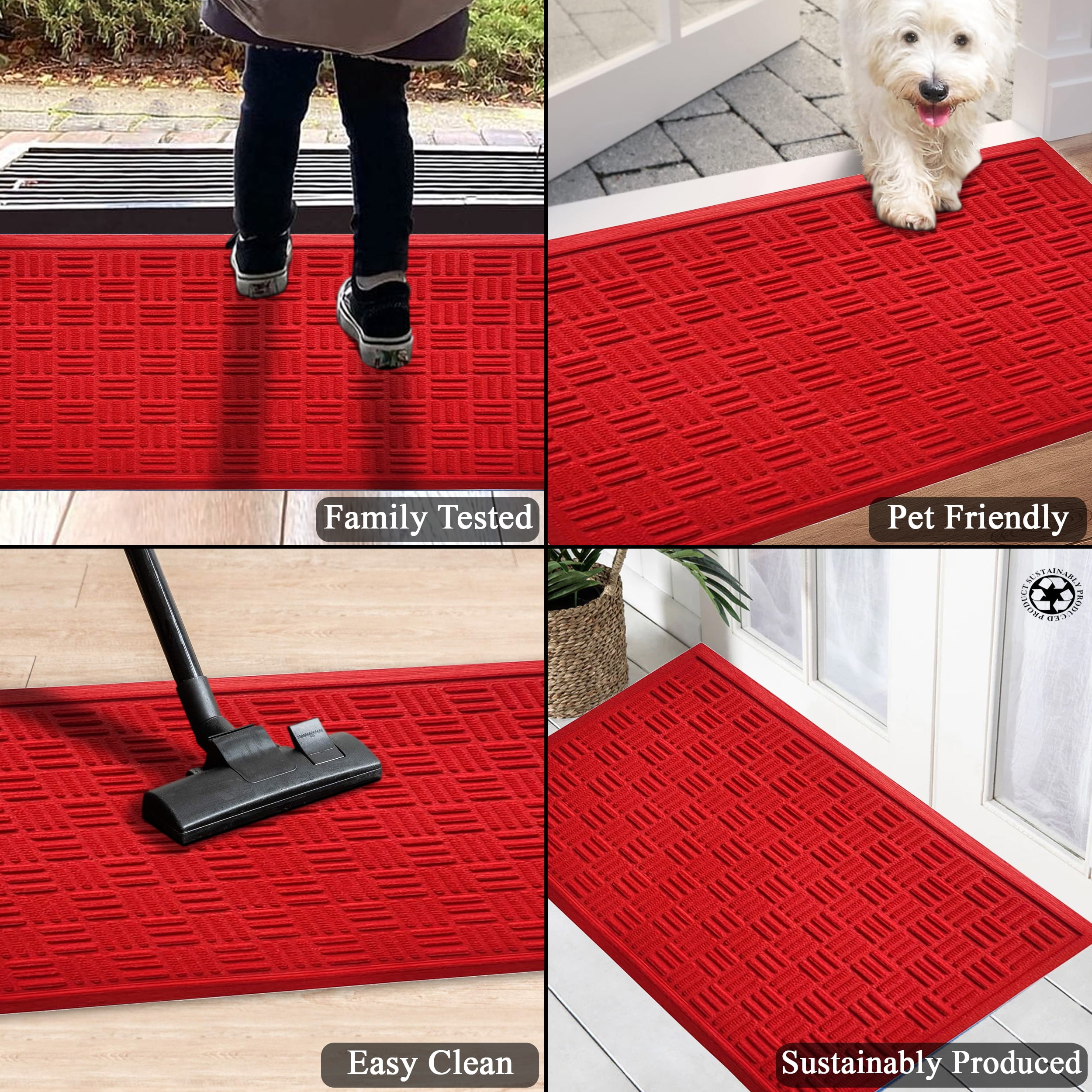 A1HC Indoor Outdoor Mat, Front and Back Entrance Welcome Mats, Large Front Door Patio Mats 16X24 Inches, Non-Slip Easy Clean Entrance Washable Large Size Doormats, Black