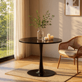 thumbnail image 5 of Cvortll 31.5" Round Marble Pedestal Dining Table, Black, 5 of 11