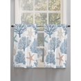thumbnail image 3 of Light Blue Coral Coastal Kitchen Curtains 54 Inches length, Summer Beach Starfish Shell Window Treatment Curtain Drapes, Thermal Insulated Drapes for Basement Hotel RV, 42"x54", 2 Panels, 3 of 7