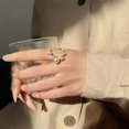 thumbnail image 3 of Fashion Big Geometric Pearl Paved Rings For Women New Jewelry Personality Statement Open Ring Adjustable Gift, 3 of 8